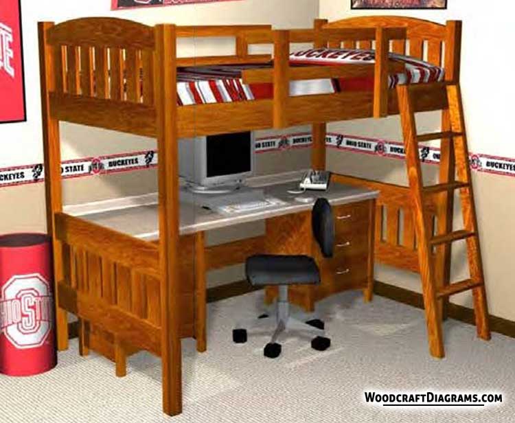 Diy Loft Bed With Desk And Stairs Plans Blueprints 00 Draft Design