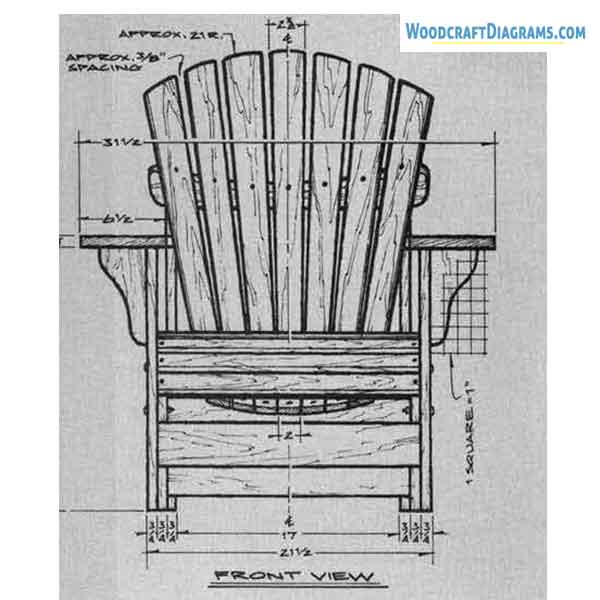 Modern Adirondack Chair Plans Blueprints 05 Front View Details