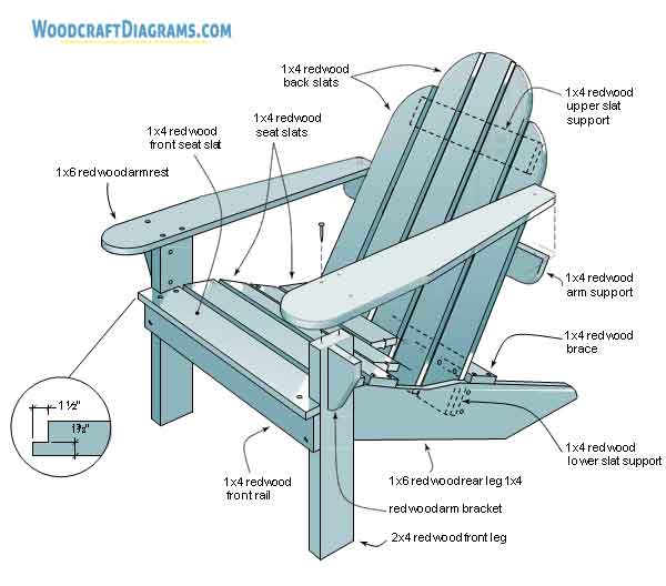 Reclining Adirondack Chair Plans Blueprints For Lovely 