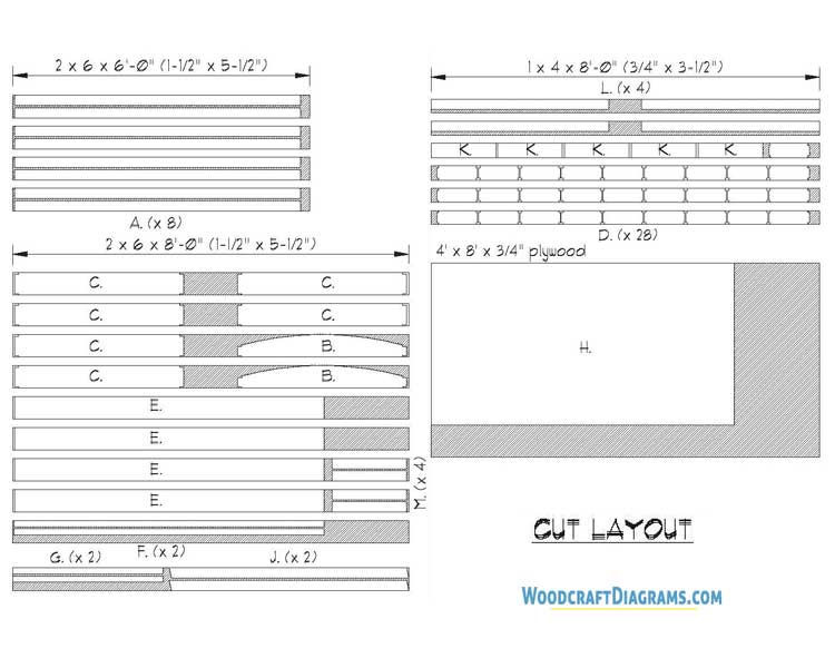Diy Loft Bed With Desk And Stairs Plans Blueprints 03 Cutting Details