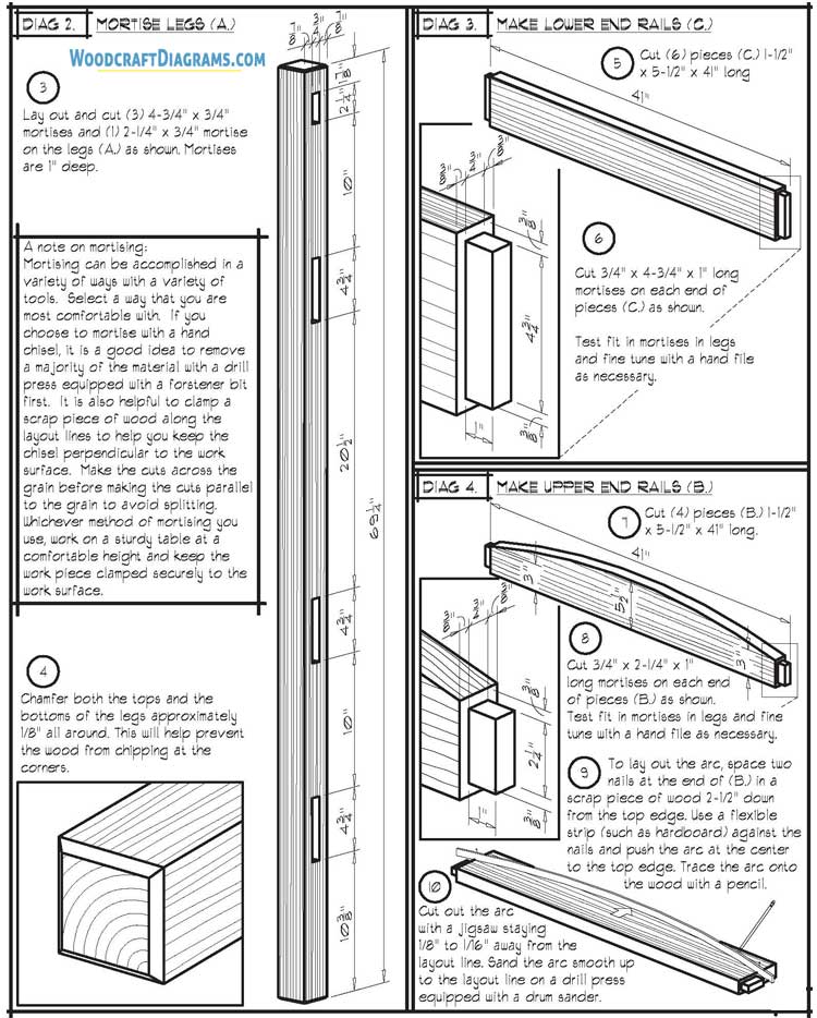 Diy Loft Bed With Desk And Stairs Plans Blueprints 05 Rail Mortises