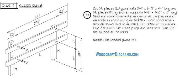 Diy Loft Bed With Desk And Stairs Plans Blueprints 08 Guard Rails