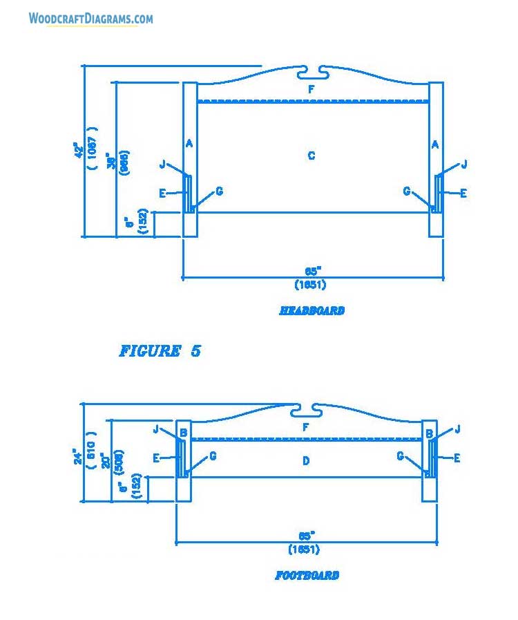 Diy Queen Bed Frame Plans Blueprints 07 Headboard Footboard