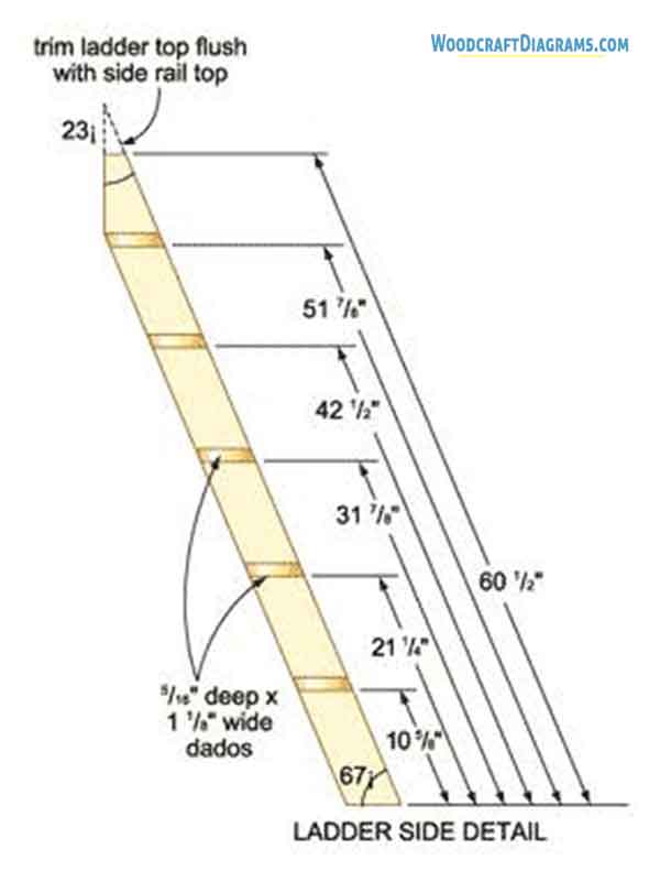 Diy Twin Bunk Bed Plans Blueprints 06 Ladder Side Detail