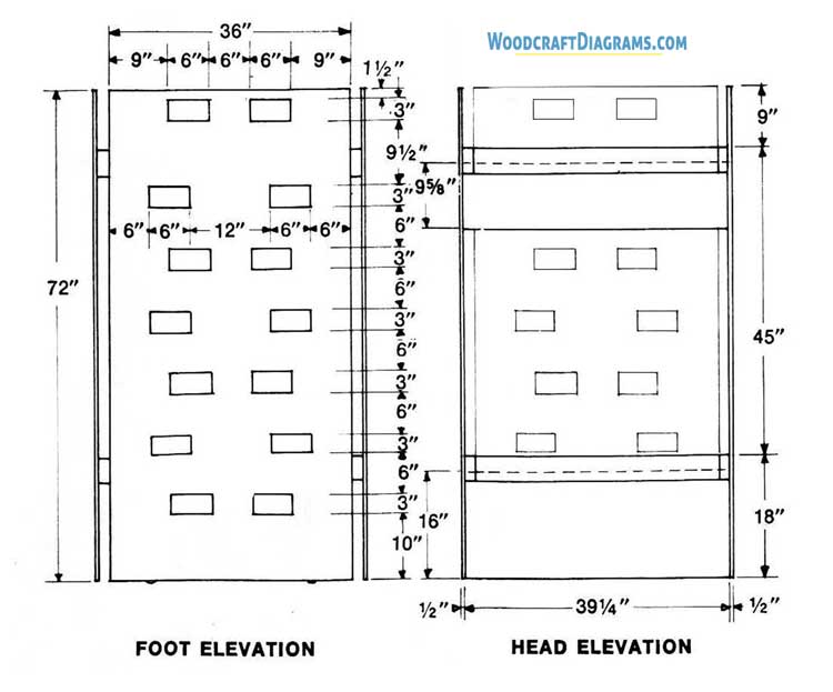 Kids Bunk Bed Plans Blueprints 06 Head Foot Elevation
