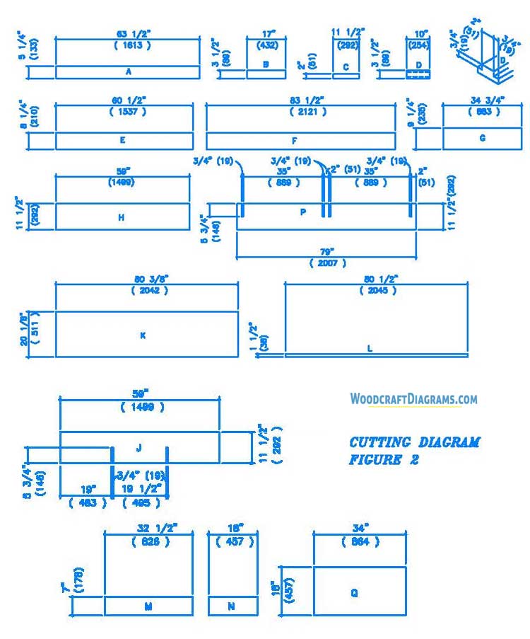 Queen Size Bed Frame With Drawers Plans Blueprints 04 Cutting Diagram