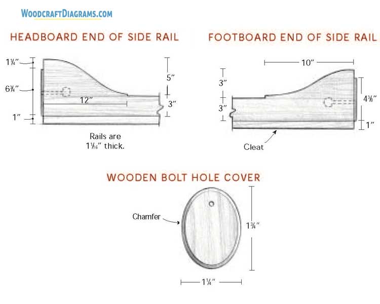Shaker Style Bed Frame Plans Blueprints 05 Side Rail Details