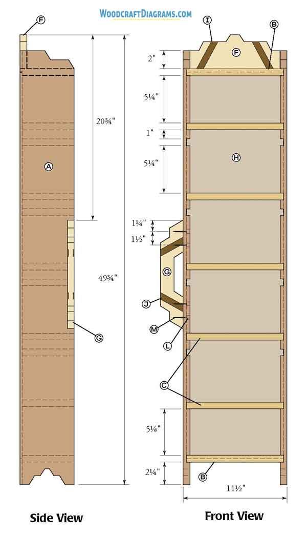 Media Storage Cabinet Plans Blueprints 02 Front Side View