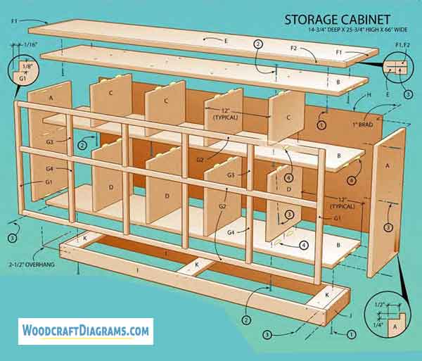 Storage Display Cabinet Plans And Blueprints For A Shelf Case