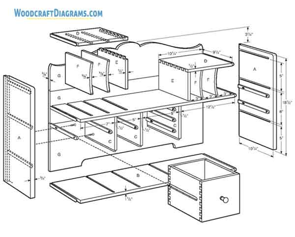 Wooden Desk Organizer Plans Blueprints 01 Structural Layout